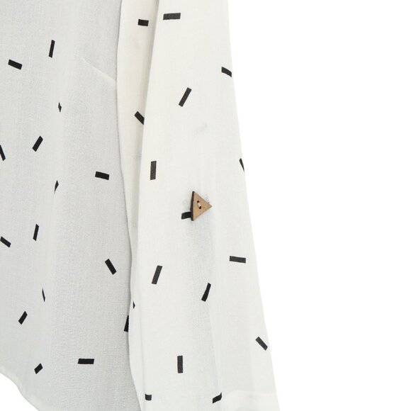 Ali Miles Ivory Black Printed Asymmetrical Hem Tunic Top L - Picture 3 of 4